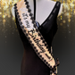 Sash | Champagne Gold Sequin Fabric Sash with Black Embroidered Flowers