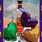 Sequins Puffy Mardi Gras Hearts, Ornaments - Purple Gold Green