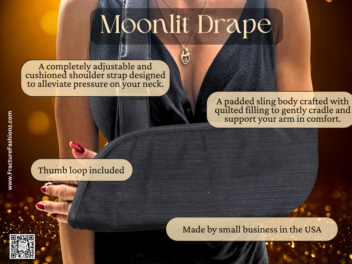 Arm Sling | Moonlit Drape Luxurious Black Ribbed Arm Sling