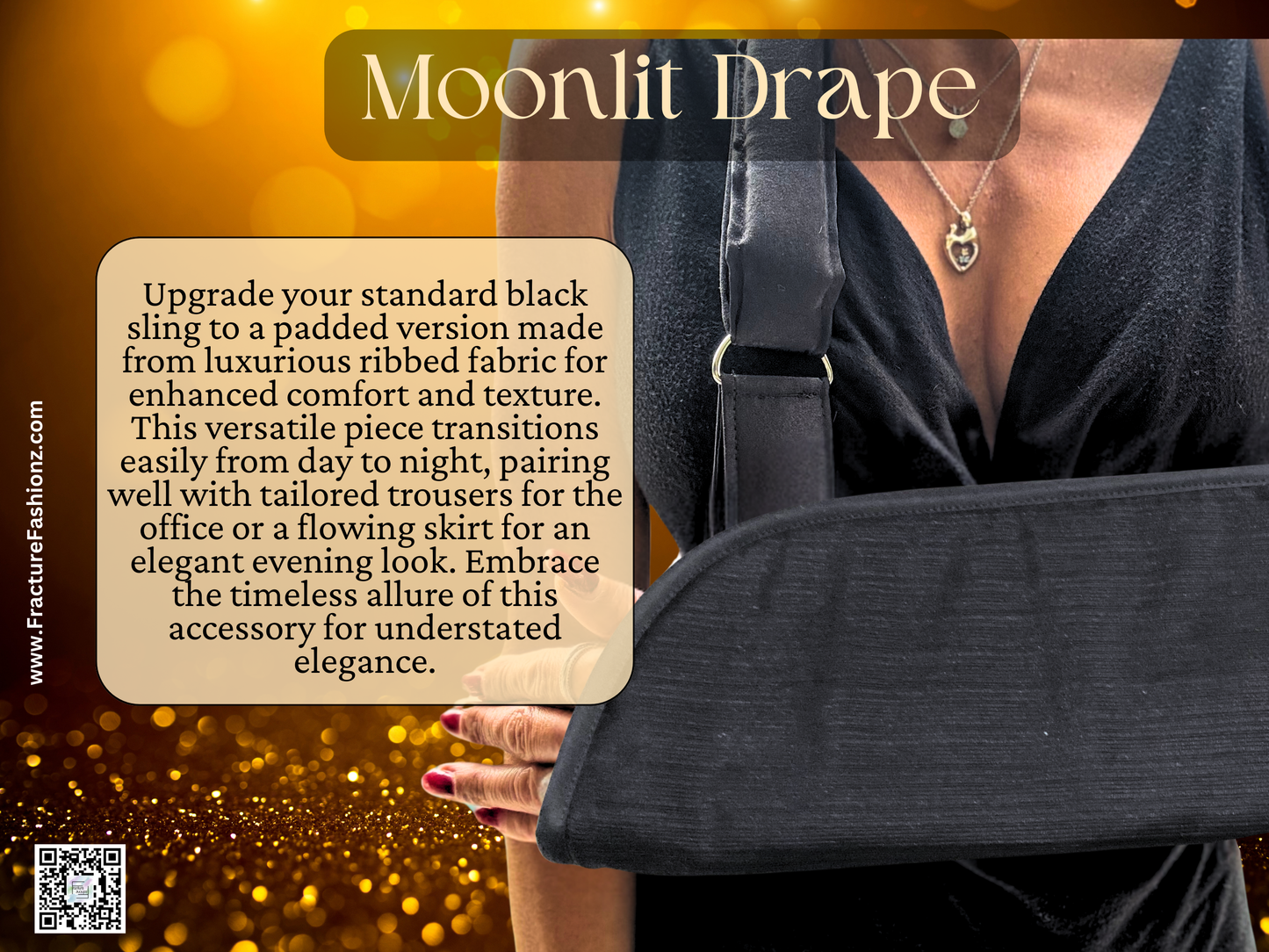 Arm Sling | Moonlit Drape Luxurious Black Ribbed Arm Sling