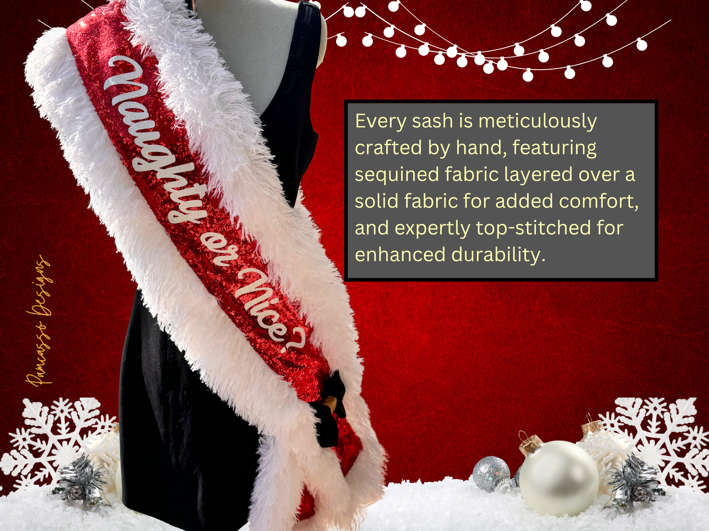 Écharpe | Écharpe étoles pailletée rouge Mère Noël avec bordure en fausse fourrure et nœud en satin - Père Noël - Accessoire de fête de Noël