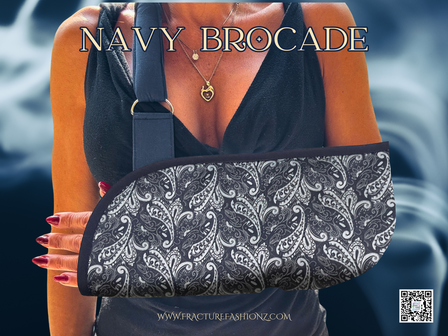 Arm Sling | Navy Brocade Fashion Arm Sling