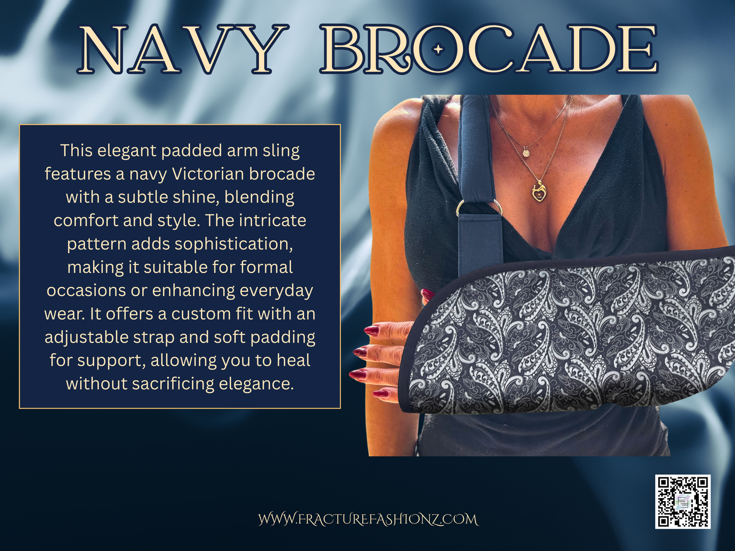 Arm Sling | Navy Brocade Fashion Arm Sling