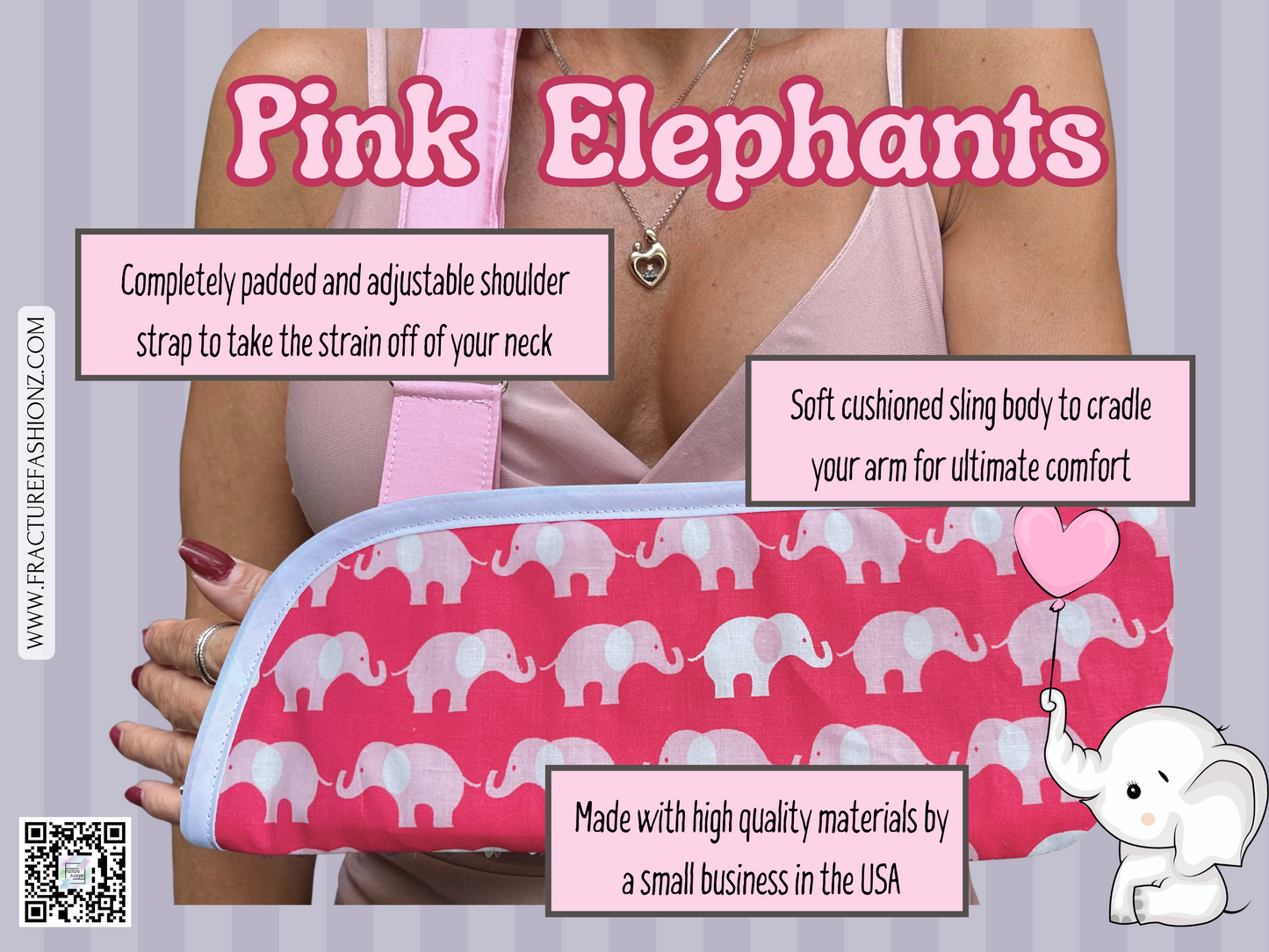 Arm Sling | Pink Elephants Padded Arm Sling
