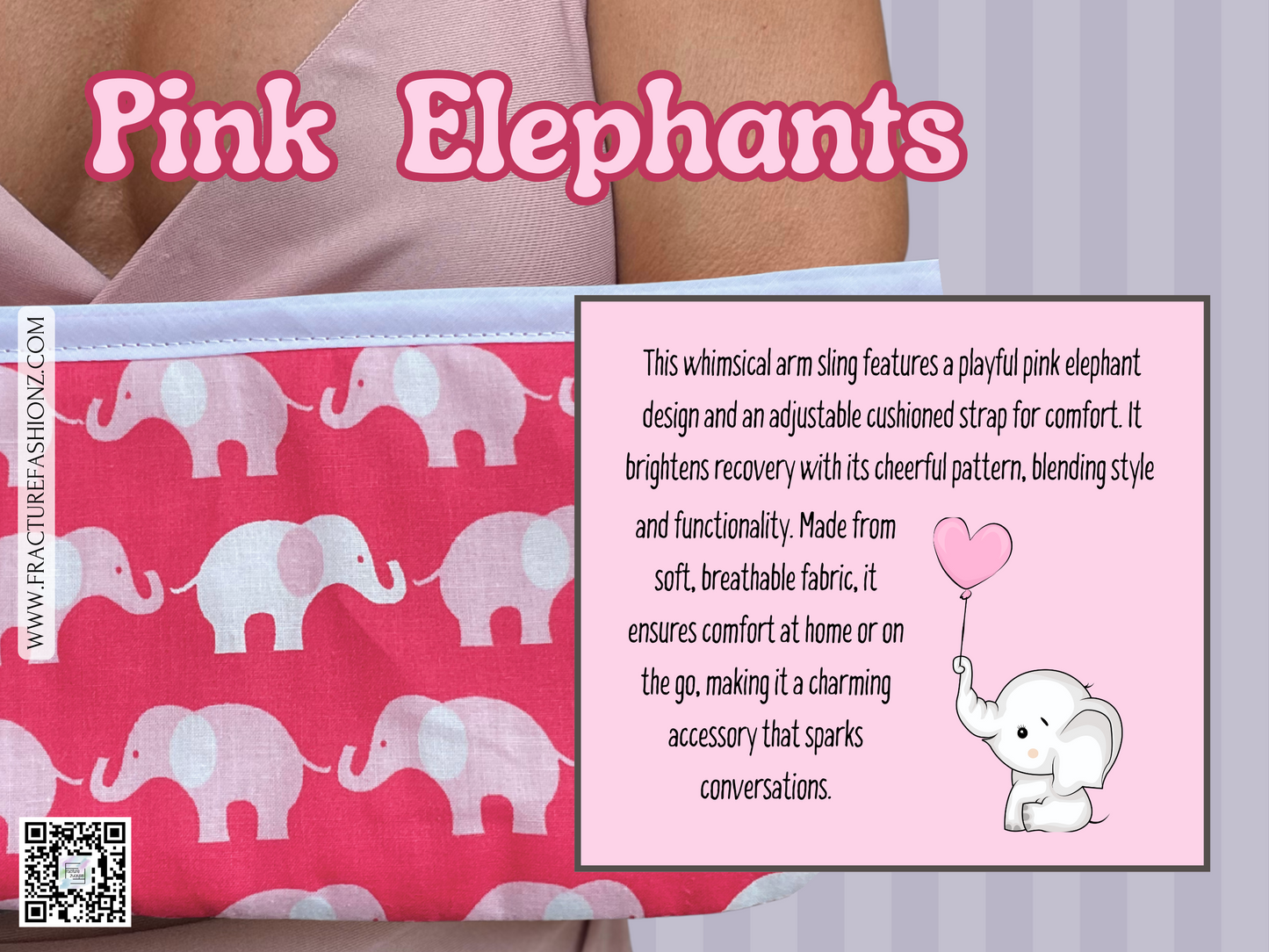 Arm Sling | Pink Elephants Padded Arm Sling