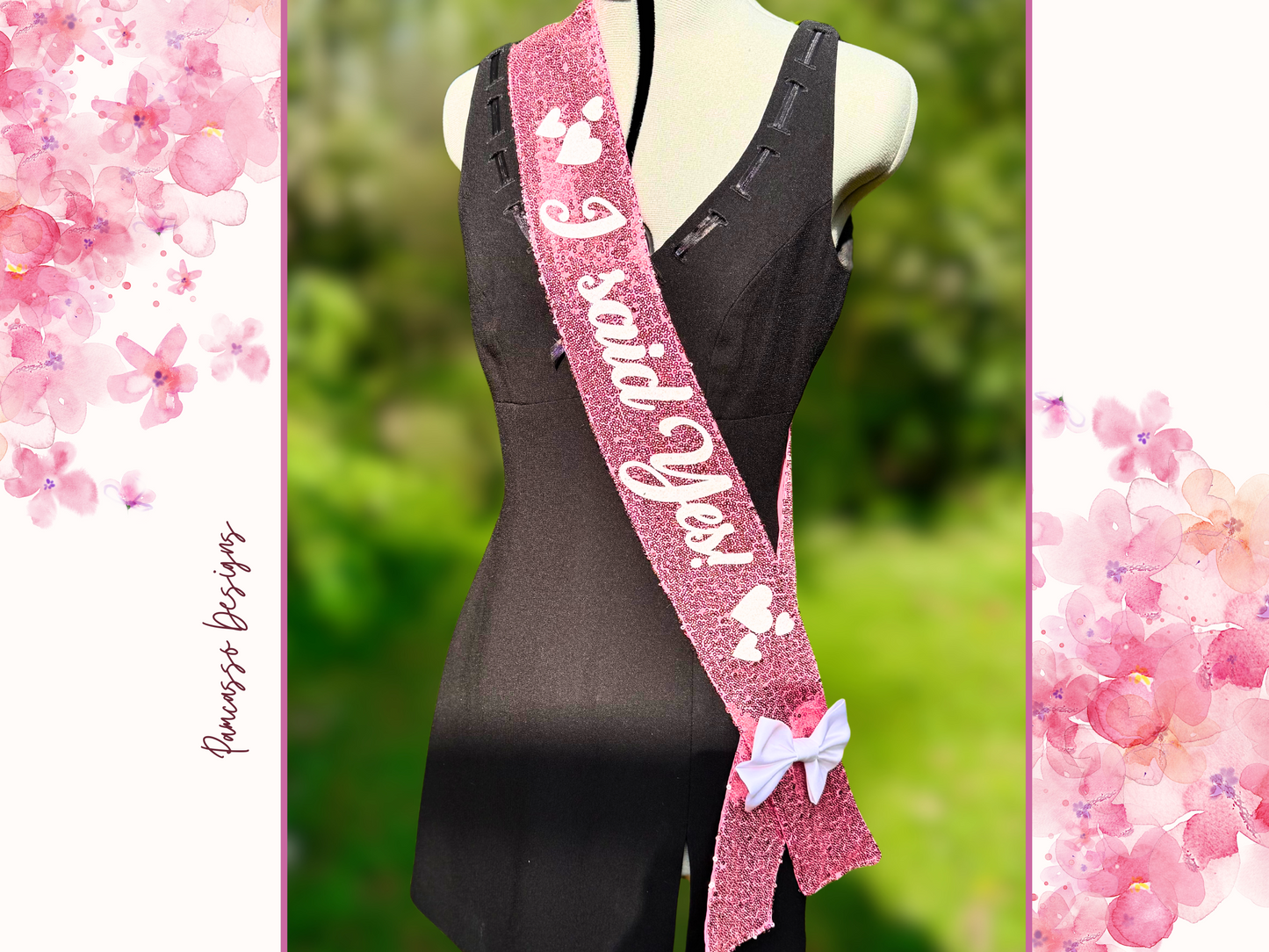 Écharpe | Écharpe scintillante rose avec sequins et nœud en satin "Birthday Girl"