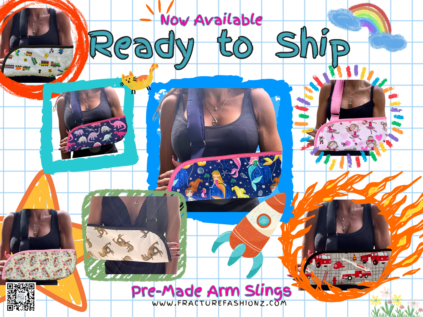 Arm Sling | XXS- Medium | Pre-Made Arm Slings - Ships within 24 hours