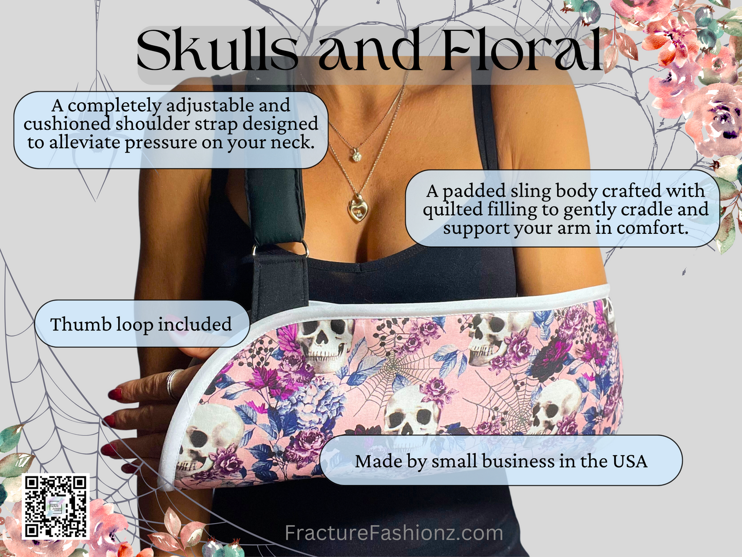 Arm Sling | Skulls and Floral Arm Sling