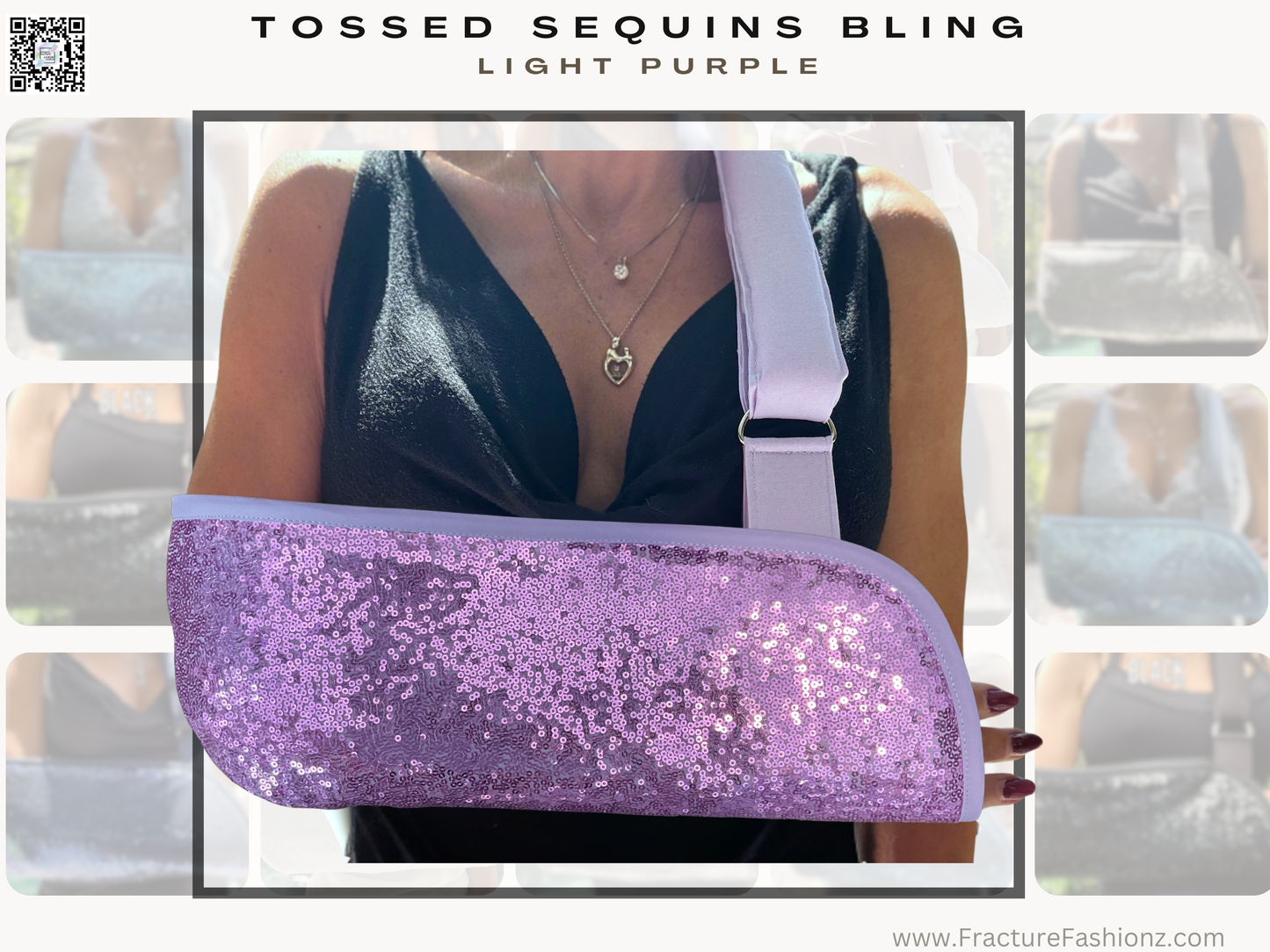 Arm Sling | Tossed Sequins Bling Arm Sling- Purple