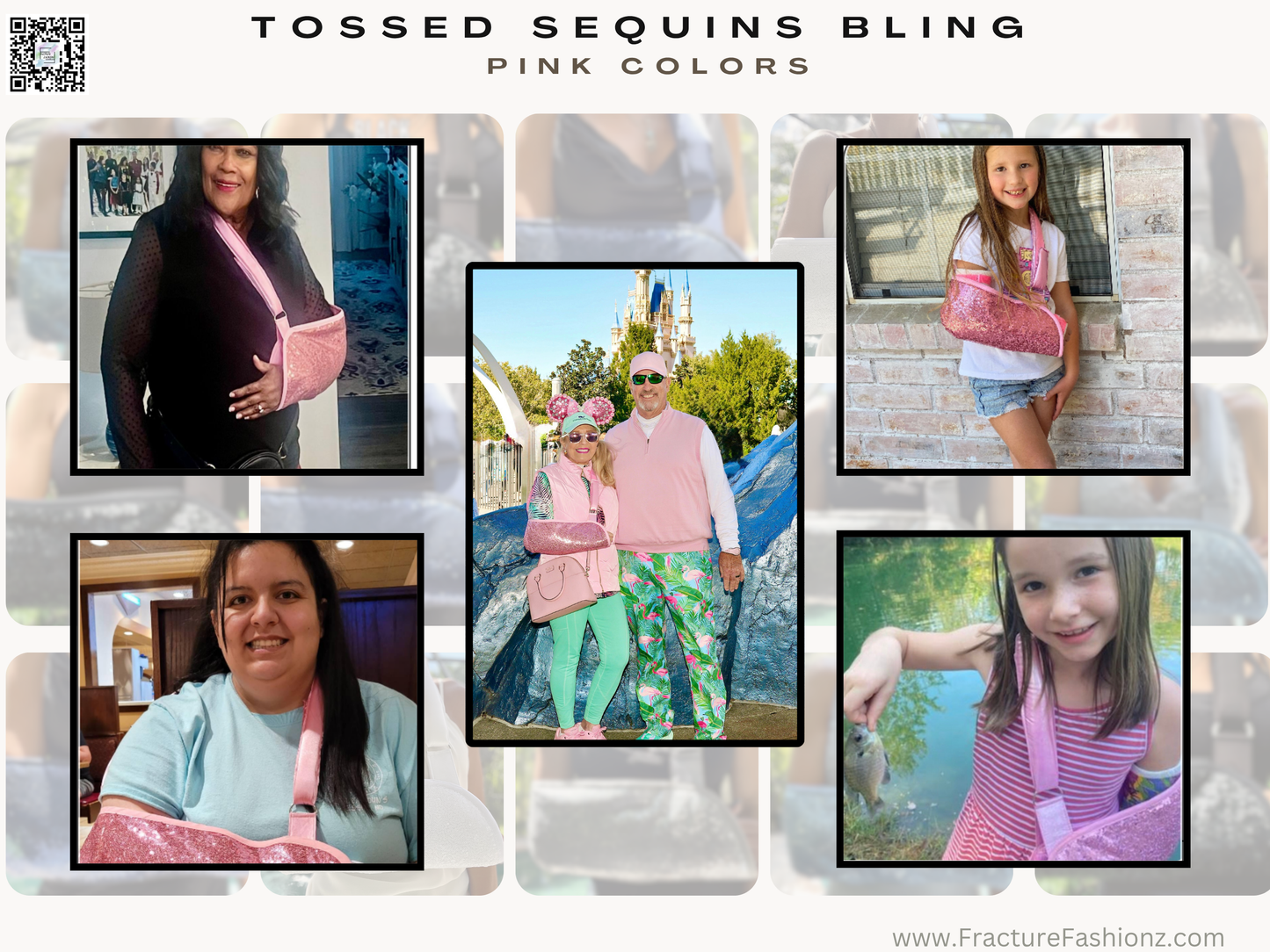 Arm Sling | Tossed Sequins Bling Arm Sling- Pinks