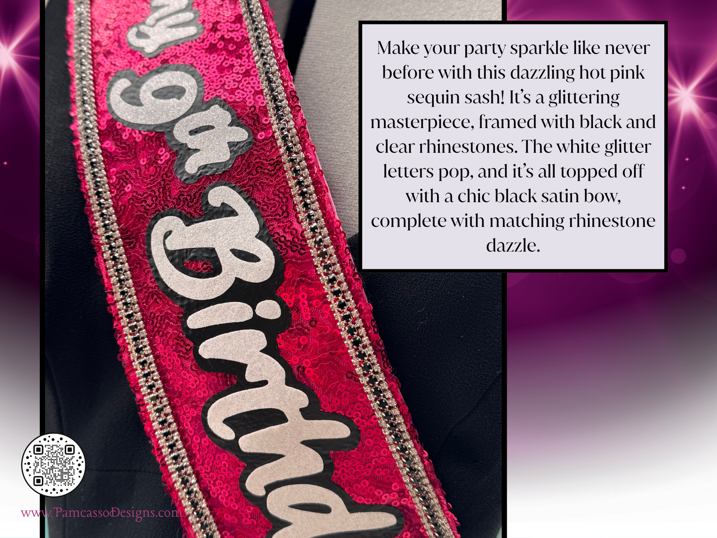 Sash | Birthday Squad Sequin and Rhinestone Fabric Celebration Sash