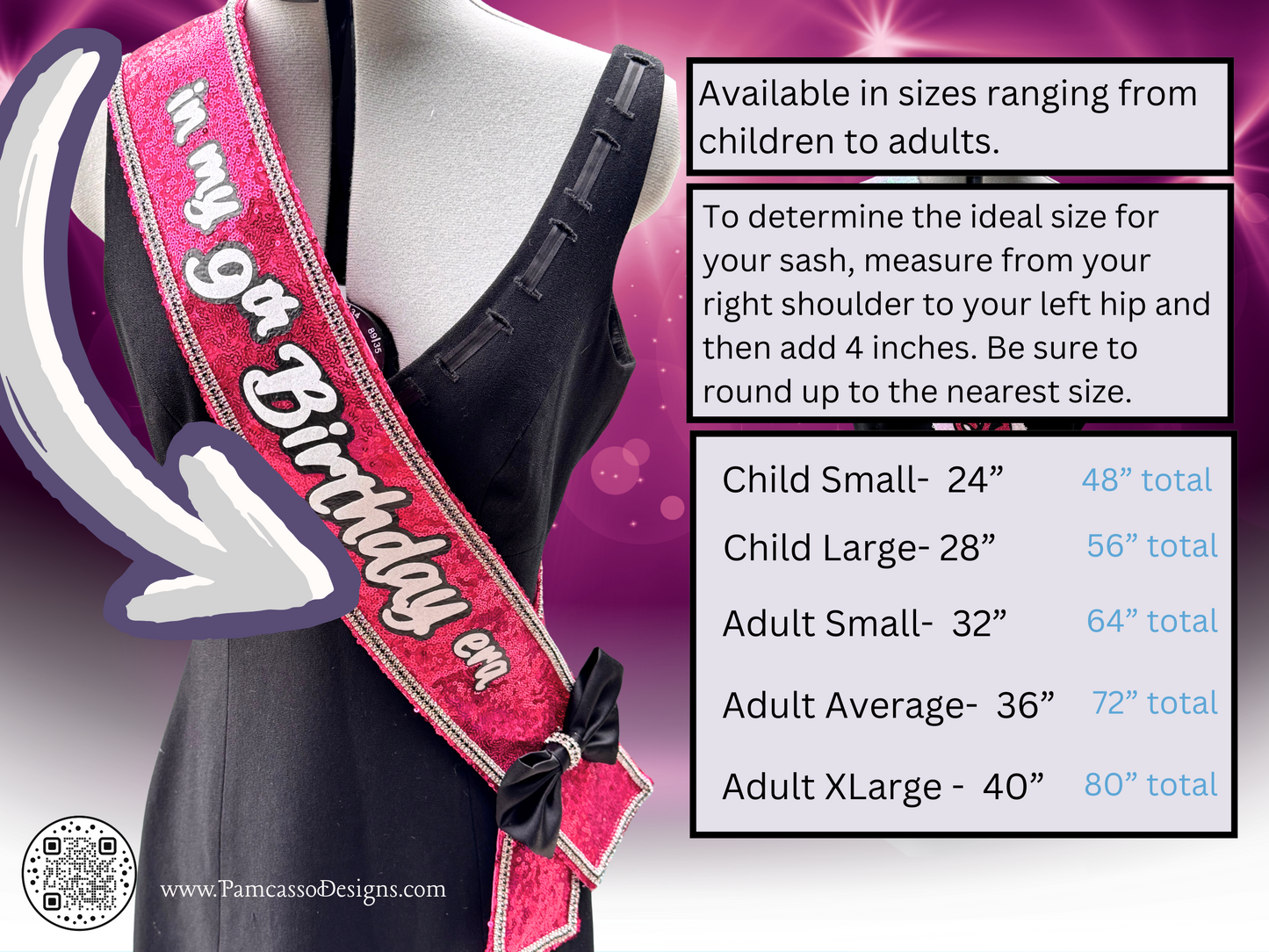 Sash | Birthday Squad Sequin and Rhinestone Fabric Celebration Sash