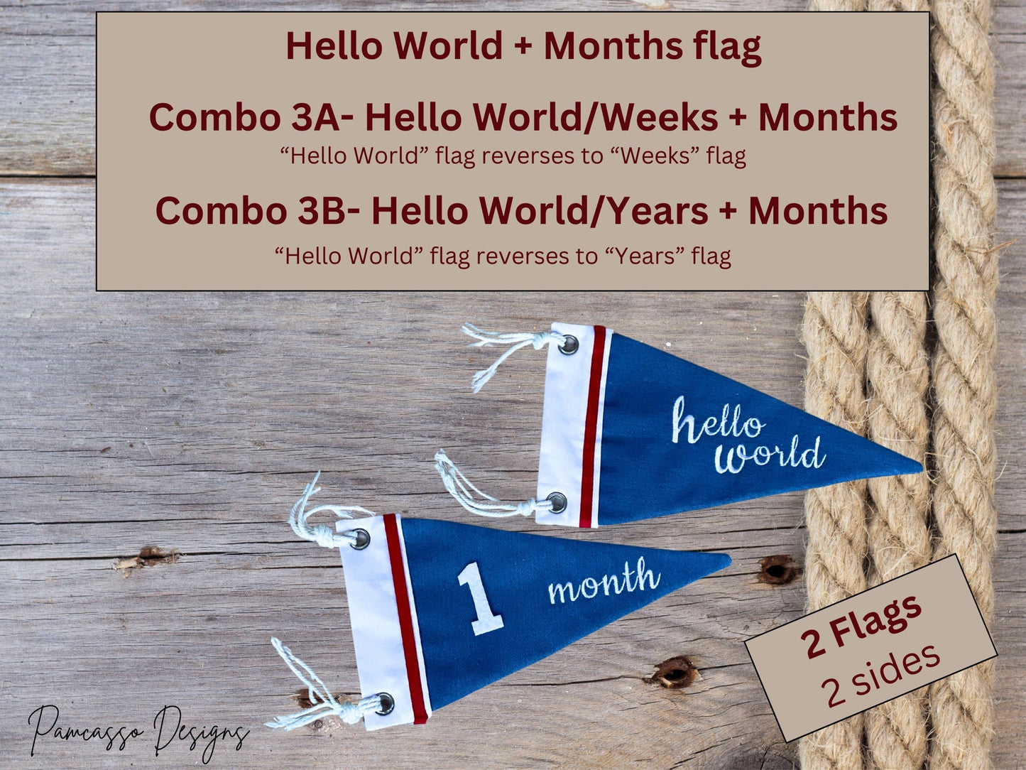 Baby Monthly Milestone Pennant, Denim Flag, Photo prop, Nautical Sailor - Fracture Fashionz