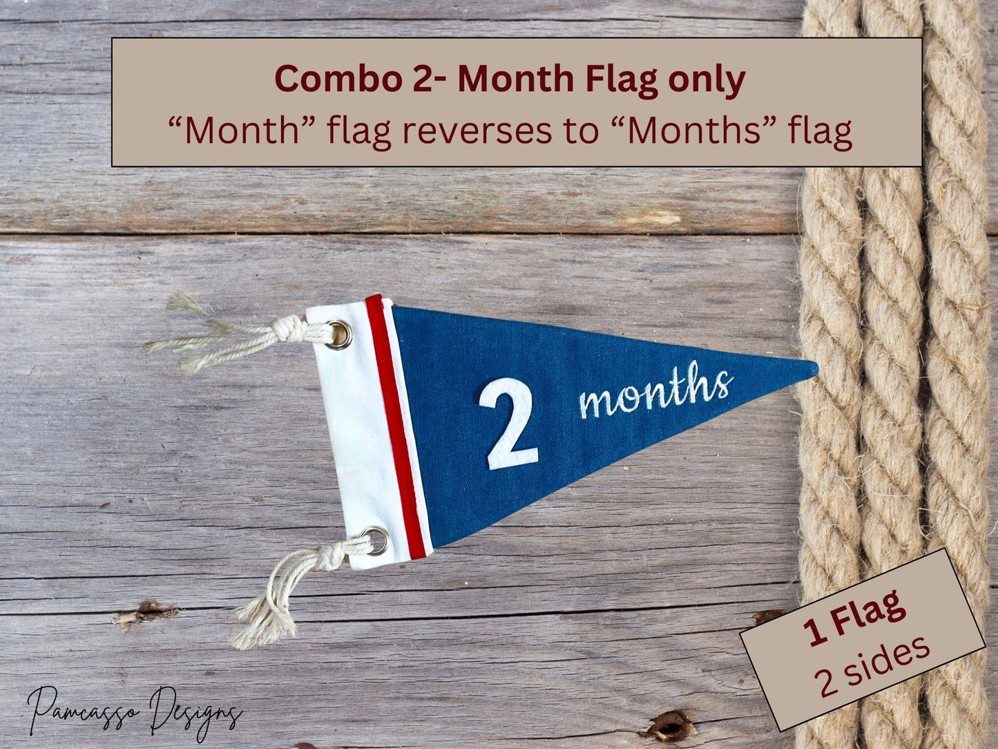 Baby Monthly Milestone Pennant, Denim Flag, Photo prop, Nautical Sailor - Fracture Fashionz