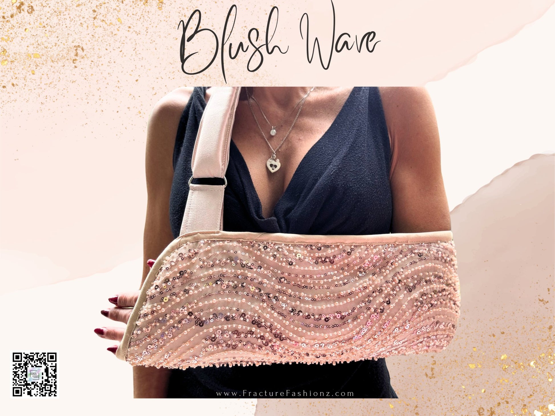 Badgley Mischka Blush Wave: Luxurious Padded Arm Sling - Fracture Fashionz