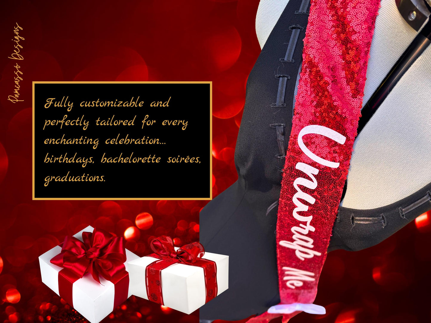 Sash | Personalizable Red Sequin Fabric Sash