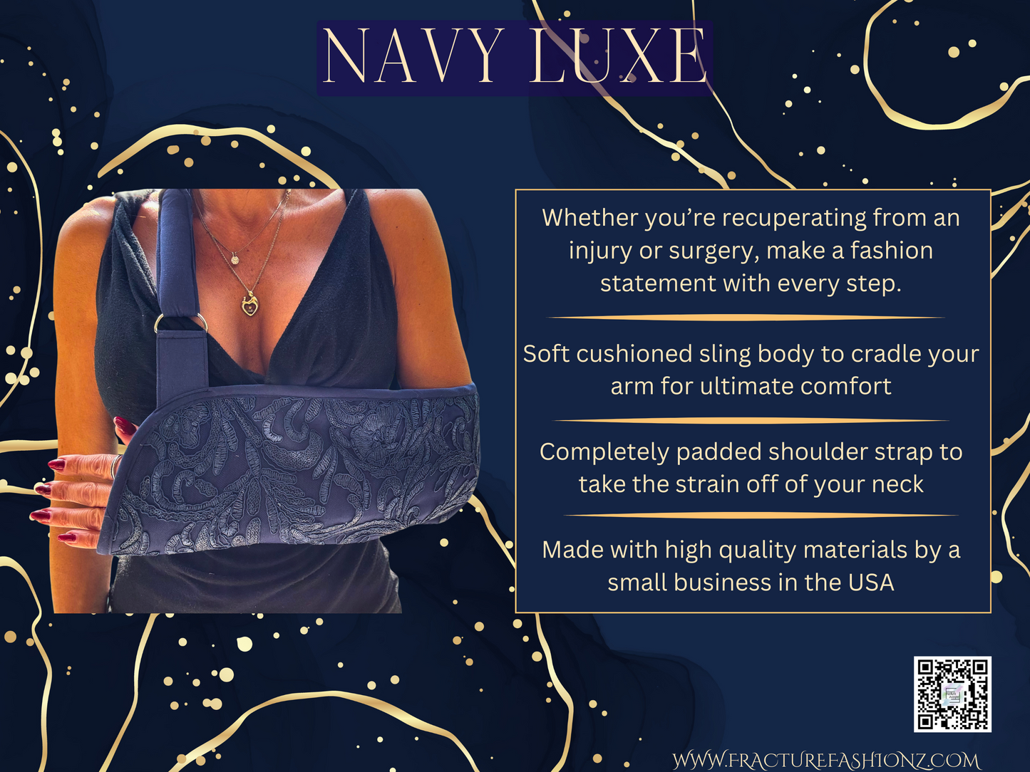 Arm Sling | Navy Luxe Sequins and Embroidered Floral Stylish Arm Sling