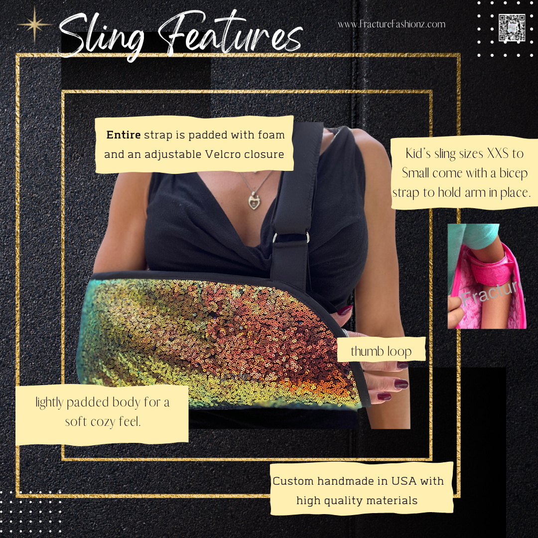 Floral Elegance: Black Lace Embroidered Arm Sling
