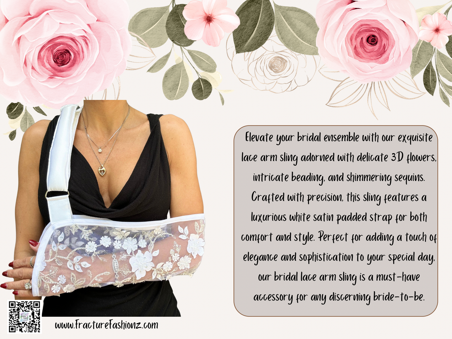 Enchanting Bridal Lace Arm Sling: 3D Flowers, Beads, and Sequins