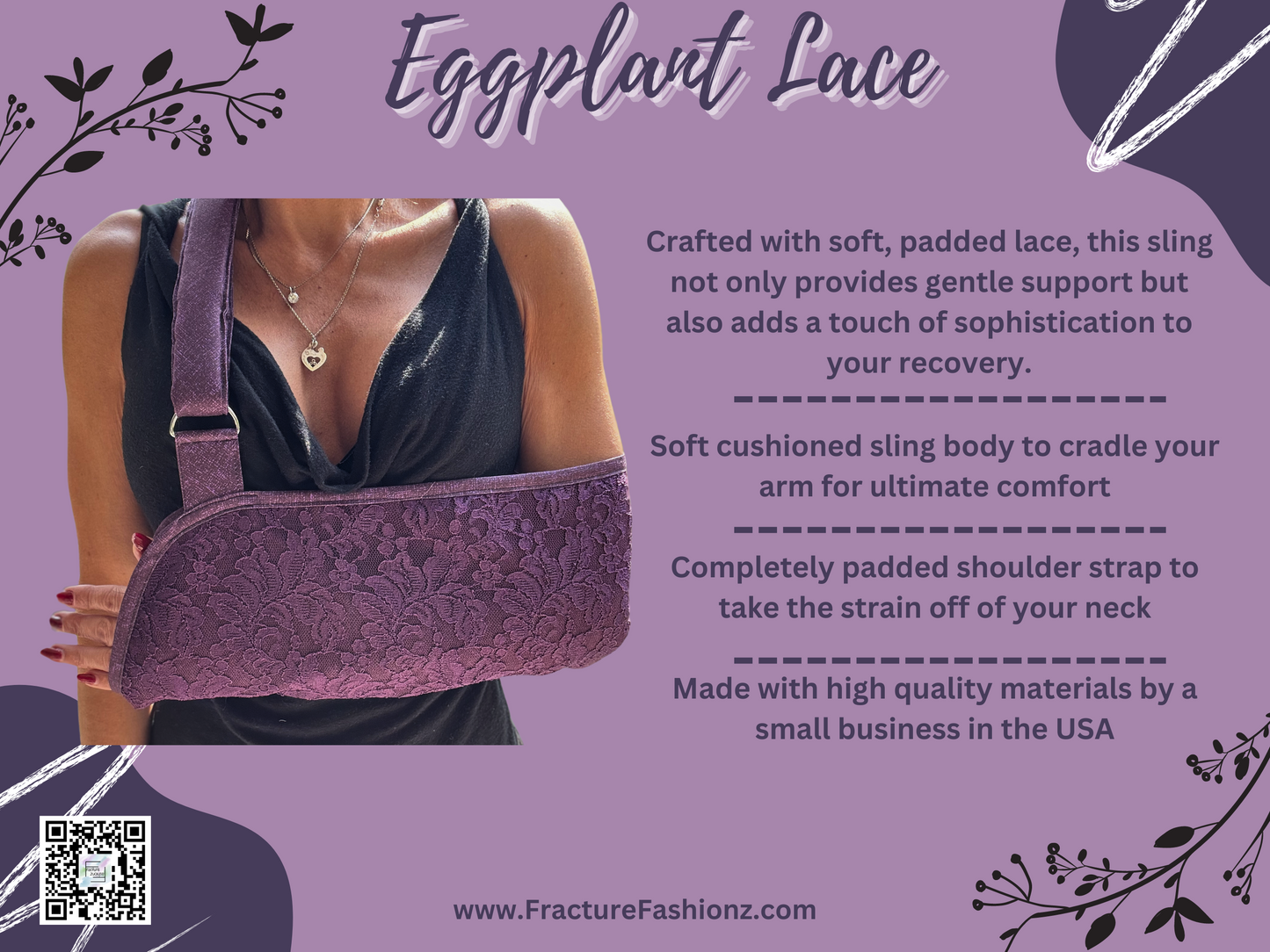 Arm Sling | Eggplant Purple Lace Arm Sling