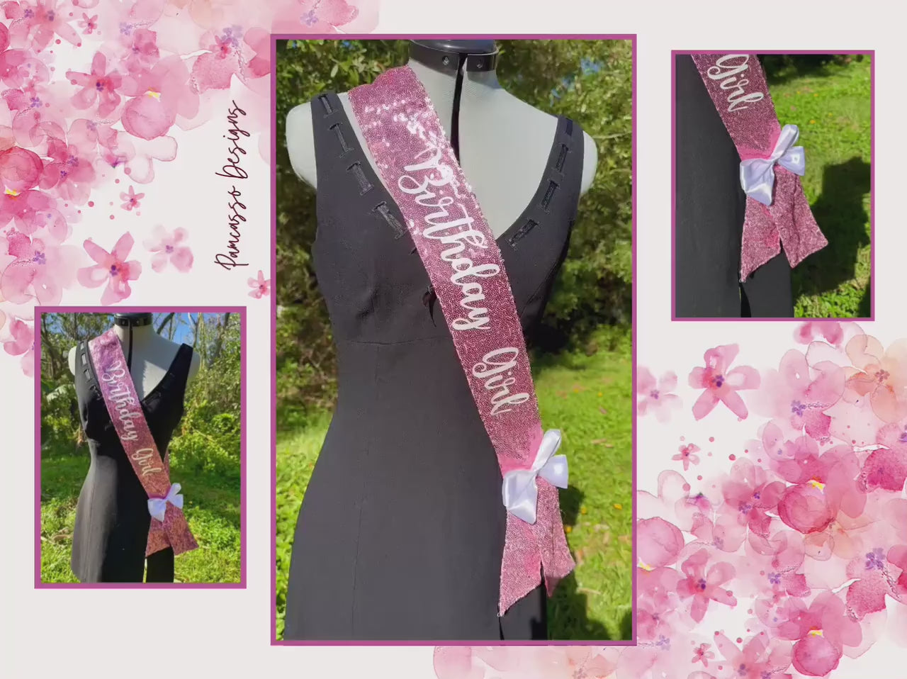 Celebrate in style with this stunning Pink Sequins Sash, perfect for making any birthday girl shine! Adorned with sparkling sequins and “Birthday Girl” elegantly written in white, this sash adds a touch of glamour to any outfit.