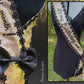 Sash | Champagne Gold Sequin Fabric Sash with Black Embroidered Flowers