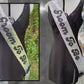 White Sequin Fabric Sash Stole with Colorful Embroidered Flowers & Pink Satin Bow – Customizable Celebration Sash - Sweet 16 - Birthday