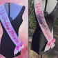 Sash | Iridescent White with Soft Pink Hue Sequins Fabric Birthday Girl Sash with Pink Glittery Lettering