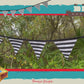 Bunting | Black and White Striped flag buntings