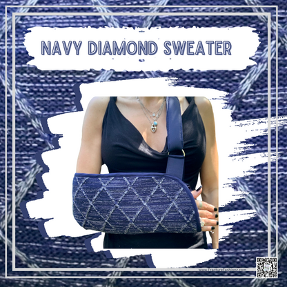 Écharpe de Bras | Écharpe de Bras Tendance en Tricot losange Bleu Marine