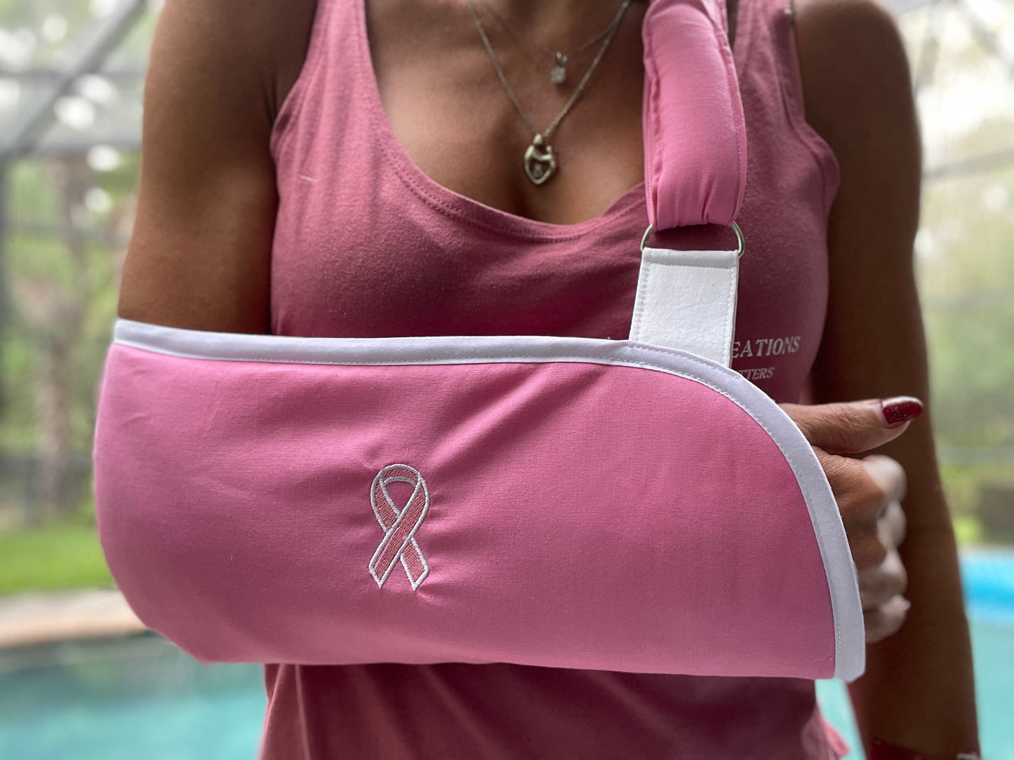 Embroidered Breast Cancer Arm Sling