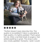 lady wearing a boston terrier arm sling with her dog, 10 star review